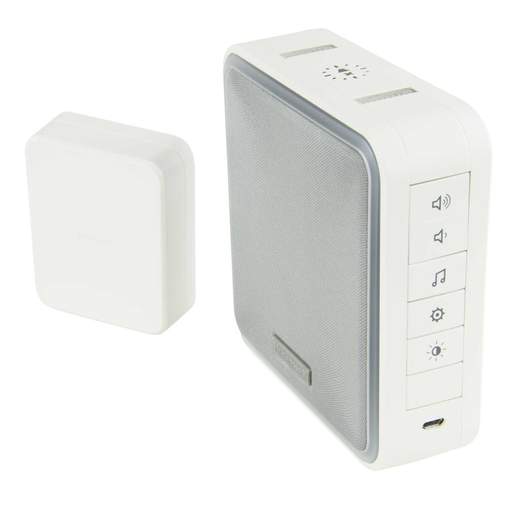 Honeywell Home Wireless Door Chime 8 Tunes Halo LED White with Wired to Wireless Converter