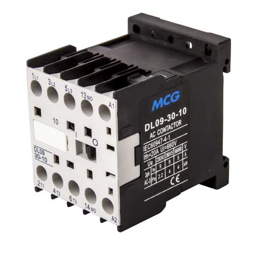 MCG 4kW Mini Contactor 3 NO Contacts 230V Coil 1 NO Aux