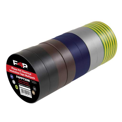 F4P 19mm x 20m PVC Insulation Tape Phase Colours [Pack of 10]