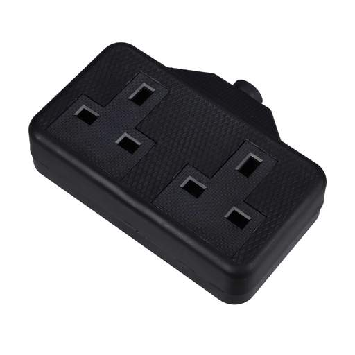 F4P 2 Gang 13A Rubber Trailing Socket Black