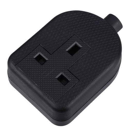 F4P 13A 1 Gang Rubber Trailing Socket Black
