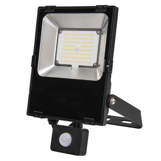 Fusion Guardian 50W LED IP65 Floodlight with PIR Black 4000K