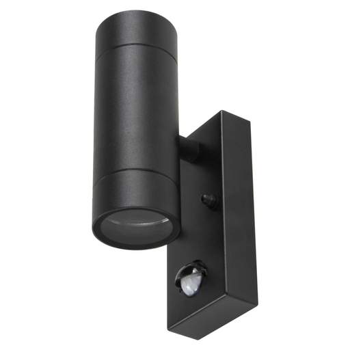 Fusion GU10 Up / Down Wall Light with PIR Black