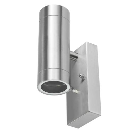 Fusion GU10 Up / Down Wall Light with Photocell Stainless Steel