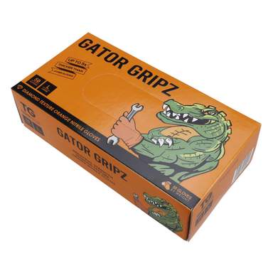 Tough Glove Medium Gator Gripz Nitrile Gloves Orange (Pack of 50