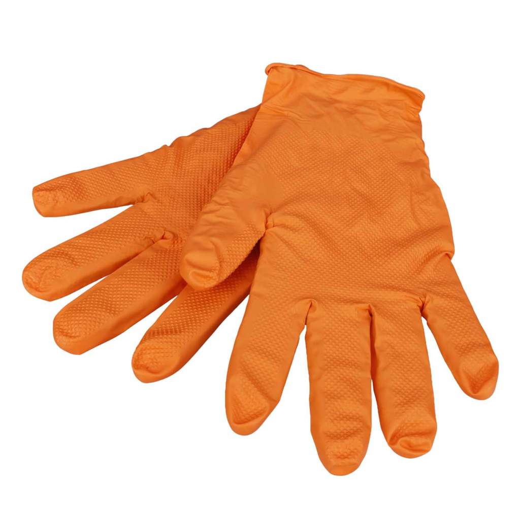 Tough Glove Medium Gator Gripz Nitrile Gloves Orange (Pack of 50