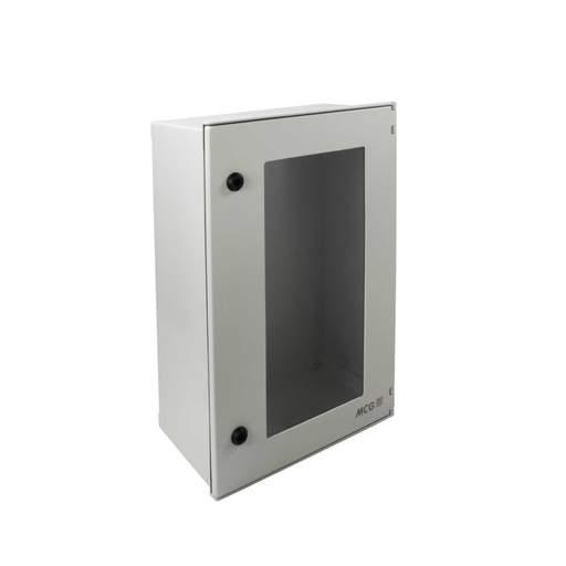 MCG 600mm x 400mm x 230mm GRP Enclosure Glazed Door Grey IP66