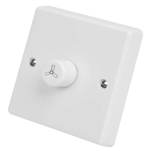 Varilight 250W 1 Way Rotary Fan Regulator White Knob