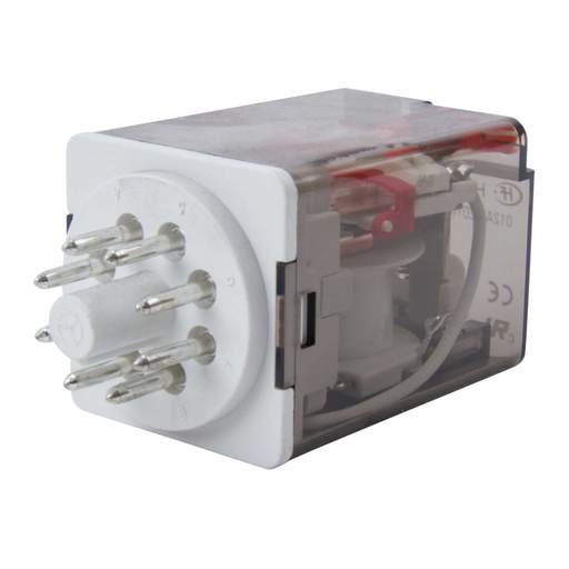 MCG 8 Pin 12V AC 10A 2 Pole Changeover Plug In Relay