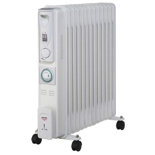 Levante 2.5kW Slimline Oil Filled Radiator with 24 Hour Timer White