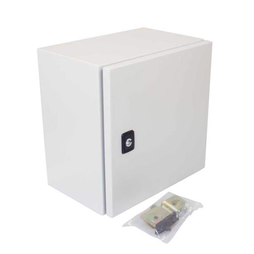 MCG 300mm x 400mm x 200mm Sheet Steel Enclosure complete with Metal Mounting Plate and Hinged Lockable Door IP66