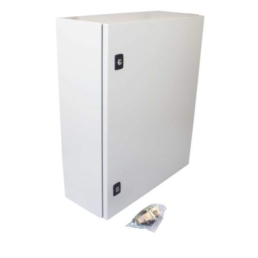 MCG 600mm x 500mm x 200mm Sheet Steel Enclosure complete with Metal Mounting Plate and Hinged Lockable Door IP66