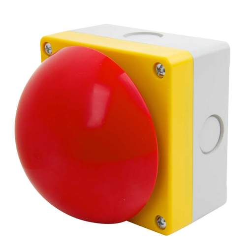 MCG Red Emergency Maintained Switch Diameter 90mm Pull to Release complete with1 x Normally Open and 1 x Normally Closed Contacts