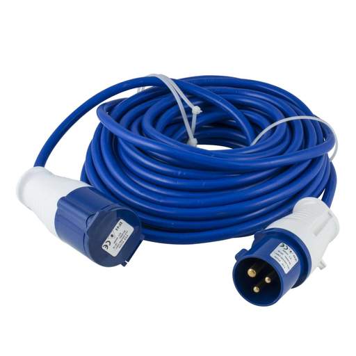 MCG 2.5mm 240V 14m Blue BS4343 Site Extension Lead with 16A 2P+E 230V Plug and Coupler fitted IP44 rated