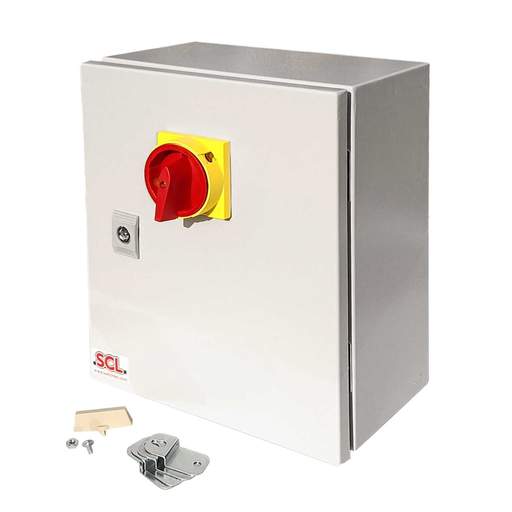 MCG 32A TP+N Switch Fuse with 2 Position Handle in a Metal Enclosure