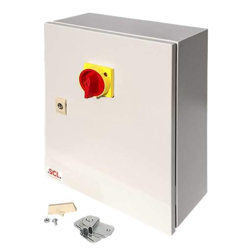 MCG 63A TP+N Switch Fuse with 2 Position Handle in a Metal Enclosure
