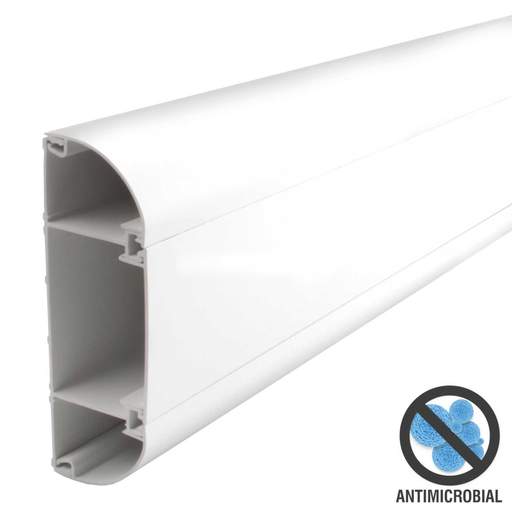 Centaur 173mm x 60mm 3 Comp Antimicrobial Radius Dado Trunking White (3m Length)