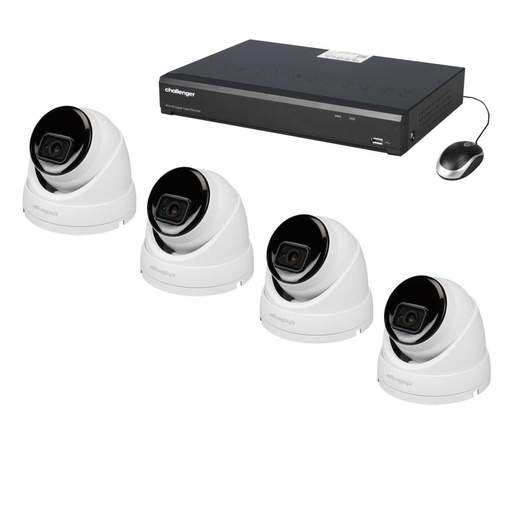 Challenger 4 Channel 4 White IP Dome Camera 5MP HD CCTV Kit