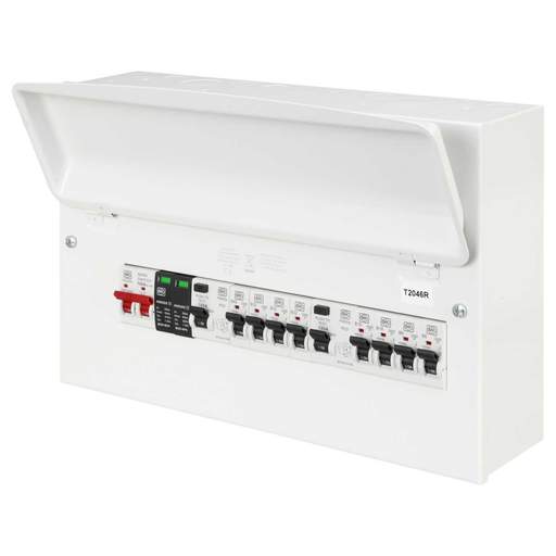 MK Sentry 16 Way Flexible Dual 100A RCD Metal Clad Consumer Unit with SPD and 8 x MCBs