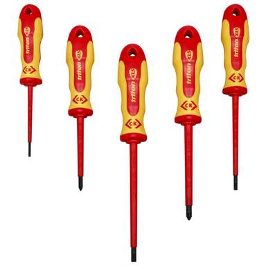 C.K Triton XLS VDE Jeu de tournevis 5 pièces vis à fente, cruciforme