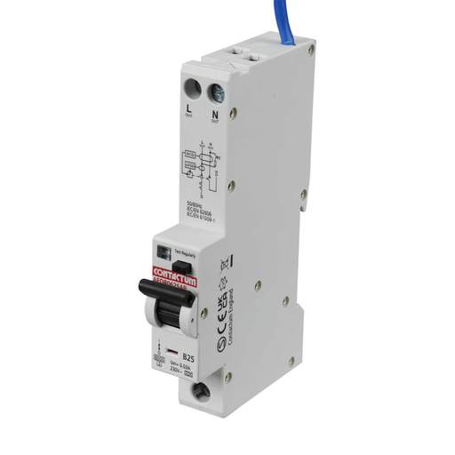 Contactum 25A 1P+N 1 Module B Curve 6kA 30mA Type A AFDD Combined RCBO