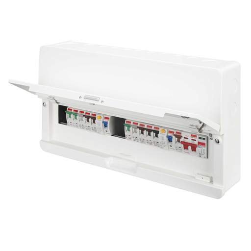 Contactum 14 Way Dual 100A RCD Flexible Metal Clad Consumer Unit with SPD and 10 x MCBs