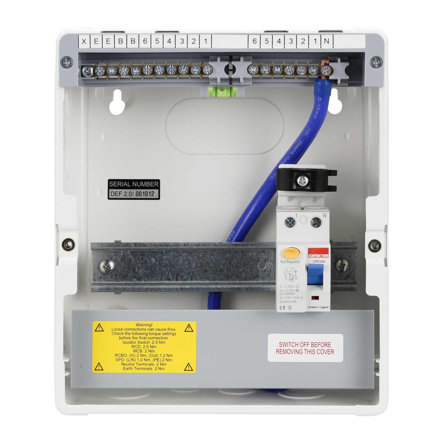 Contactum 6 Way 80A 30mA Type A RCD Incomer Metal Clad Consumer Unit ...