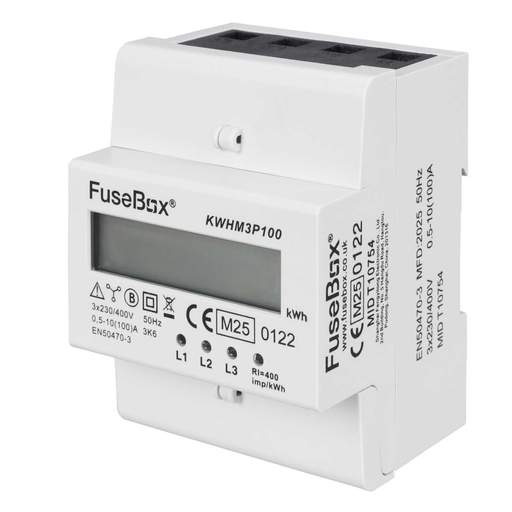 Fusebox 100A 3 Phase MID Certified kWh Meter