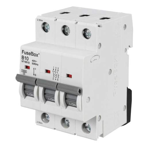 Fusebox 10A Triple Pole 10kA B Curve MCB