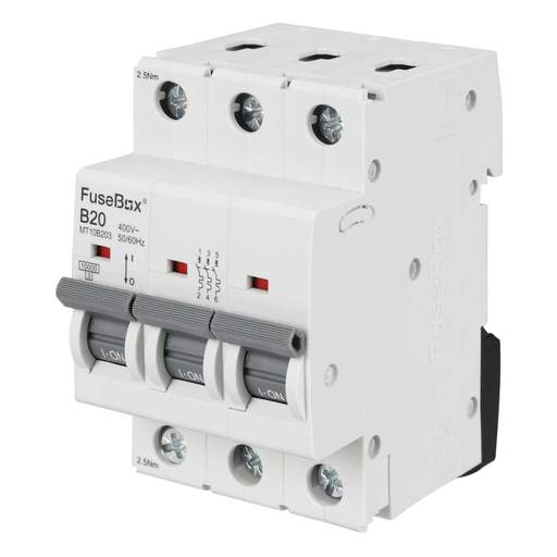 Fusebox 20A Triple Pole 10kA B Curve MCB