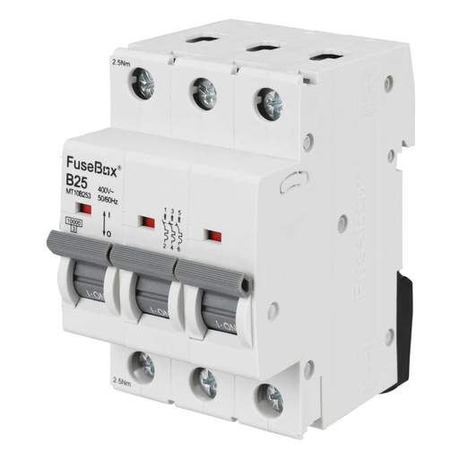 Fusebox 25A Triple Pole 10kA B Curve MCB
