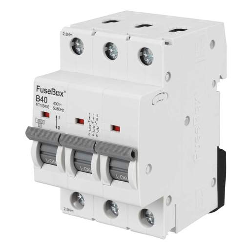 Fusebox 40A Triple Pole 10kA B Curve MCB