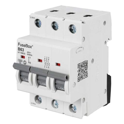 Fusebox 63A Triple Pole 10kA B Curve MCB