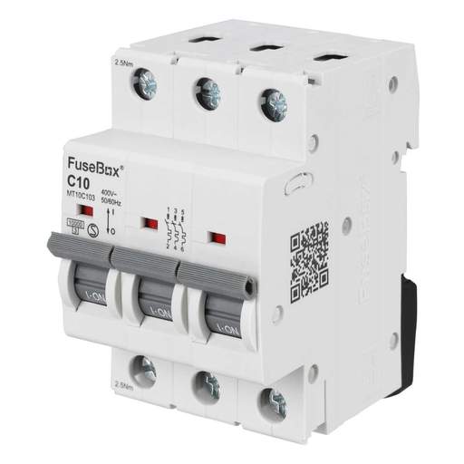 Fusebox 10A Triple Pole 10kA C Curve MCB