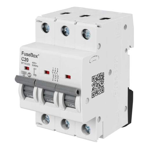 Fusebox 20A Triple Pole 10kA C Curve MCB