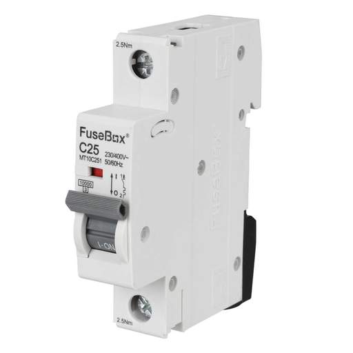 Fusebox 25A Single Pole 10kA C Curve MCB
