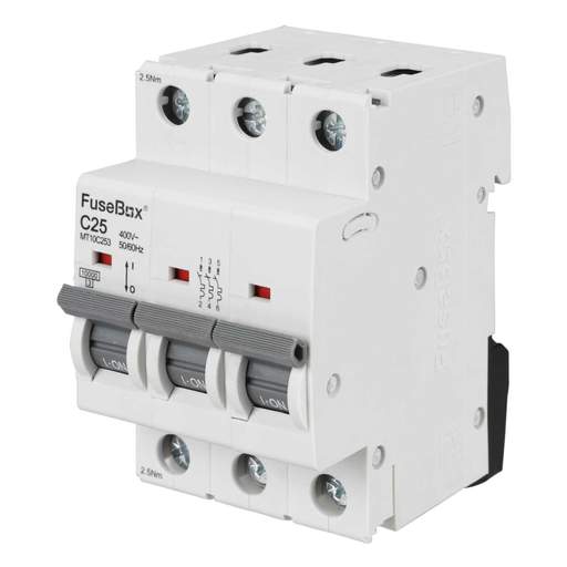 Fusebox 25A Triple Pole 10kA C Curve MCB