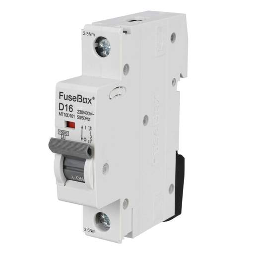 Fusebox 16A Single Pole 10kA D Curve MCB