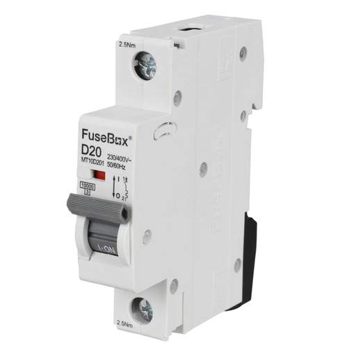 Fusebox 20A Single Pole 10kA D Curve MCB