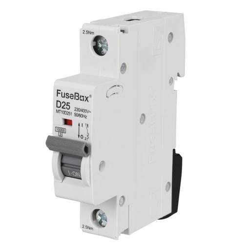 Fusebox 25A Single Pole 10kA D Curve MCB