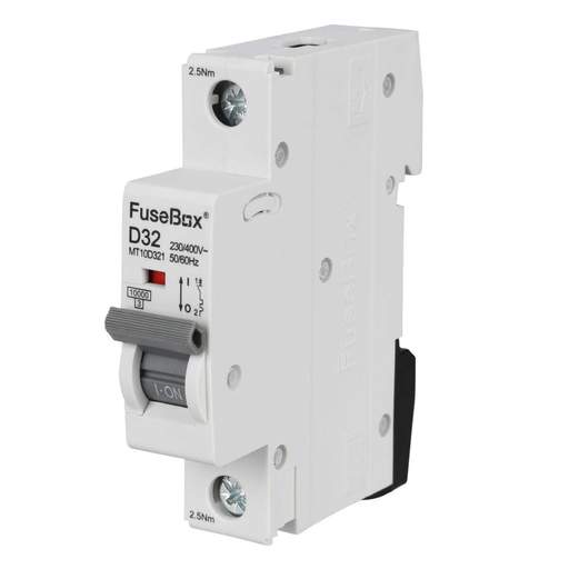 Fusebox 32A Single Pole 10kA D Curve MCB