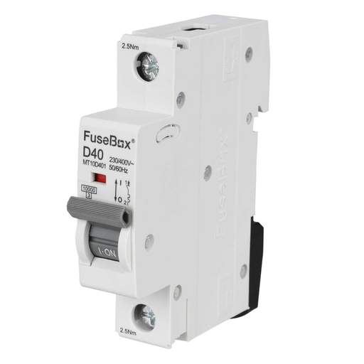 Fusebox 40A Single Pole 10kA D Curve MCB