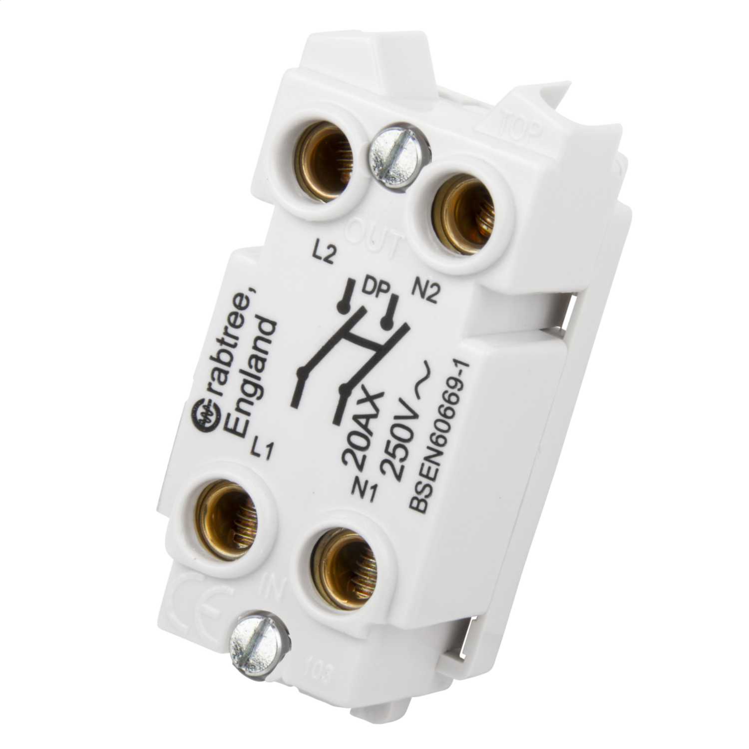 Crabtree 20A Double Pole Grid Switch (4460) CEF