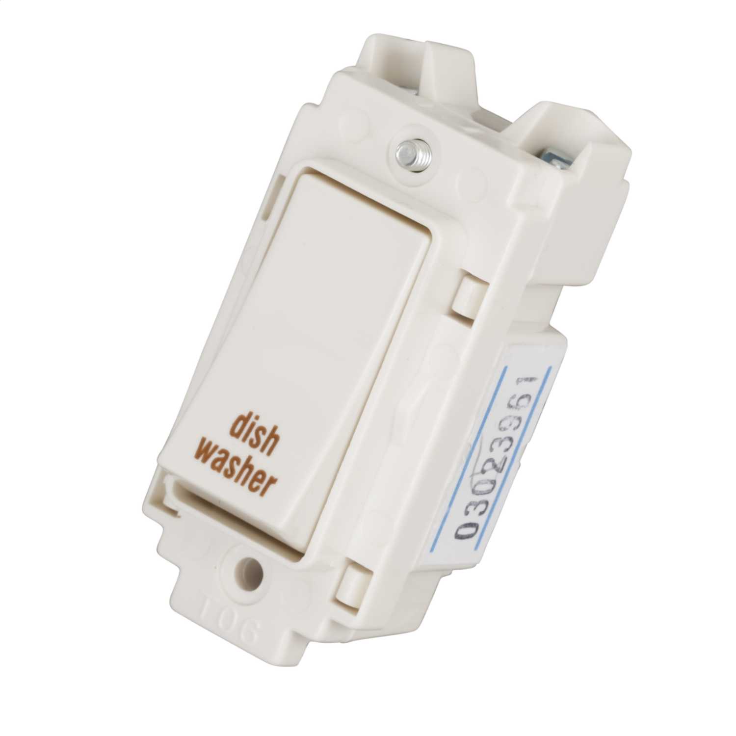 Crabtree 20A Double Pole Grid Switch marked Dishwasher (4460/DW) CEF