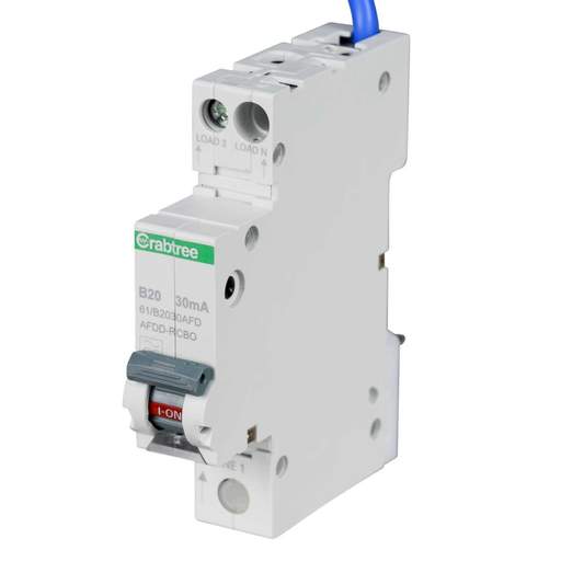 Crabtree 20A 1P+N 1 Module B Curve 6kA 30mA Type A AFDD Combined RCBO