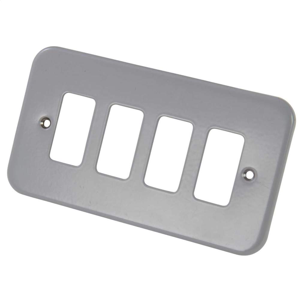 Crabtree 4 Gang Grid Front Plate Metalclad (6584/BG) | CEF