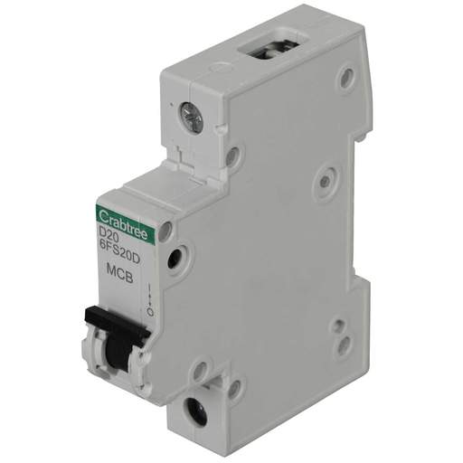Crabtree Loadstar 6FS 20A Single Pole 6kA D Curve MCB