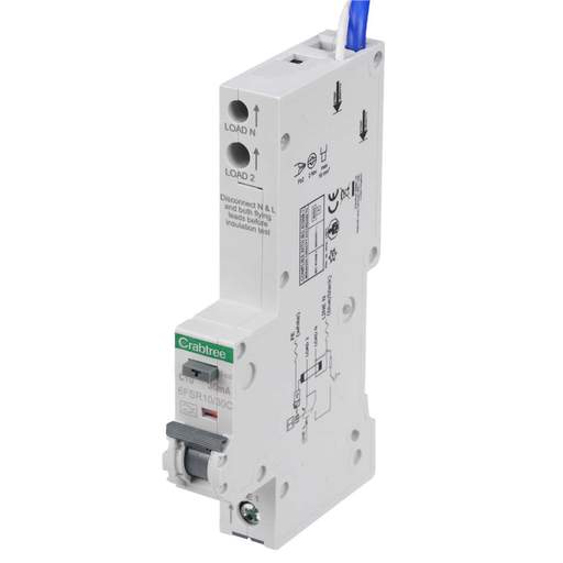 Crabtree Loadstar 10A 1P+N 1 Module C Curve 6kA 30mA Type A RCBO