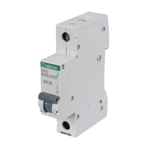Crabtree 50A Single Pole 10kA D Curve MCB