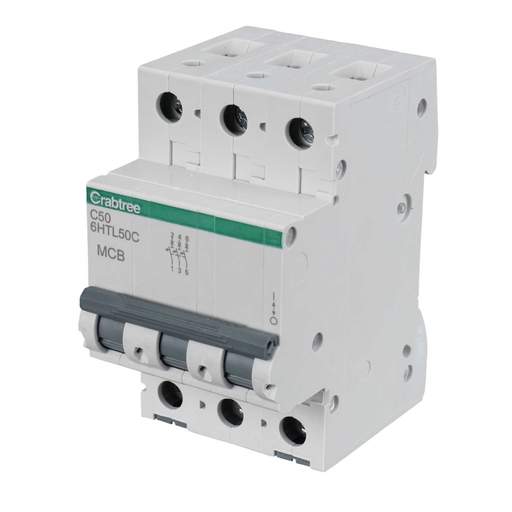 Crabtree Loadstar 50A Triple Pole 10kA C Curve MCB